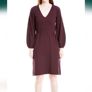 Max Studio Wrap Dress w/ Puffed Sleeves, NWT